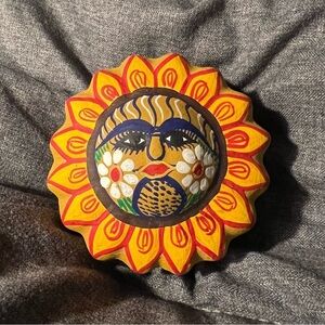 “SUN SET” Hand made/painted Trinket box made in Mexico and sun pendant